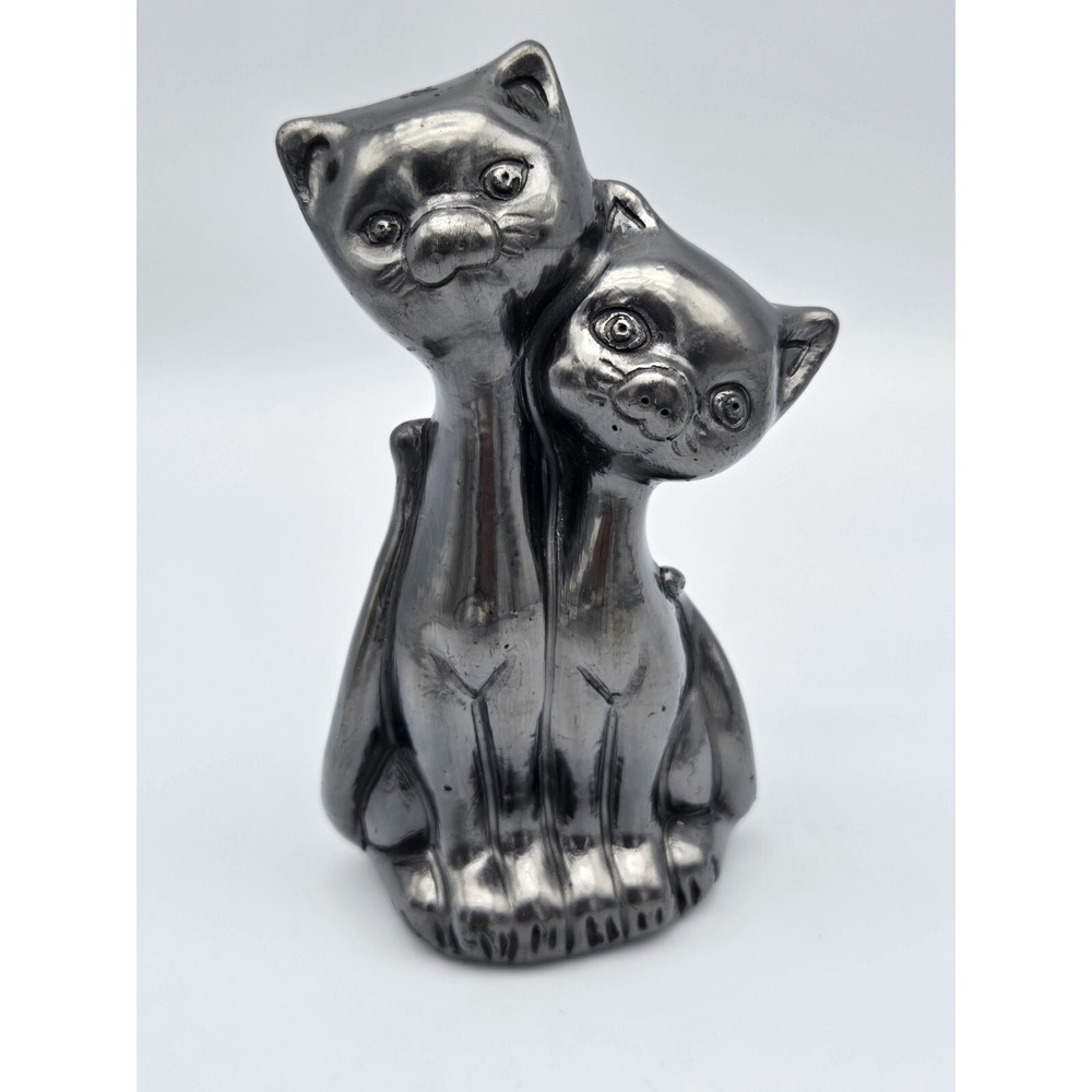 Vintage Dona‎ Rosa Barro Negro Siamese Cats Oaxaca Black Pottery Folk Art Signed